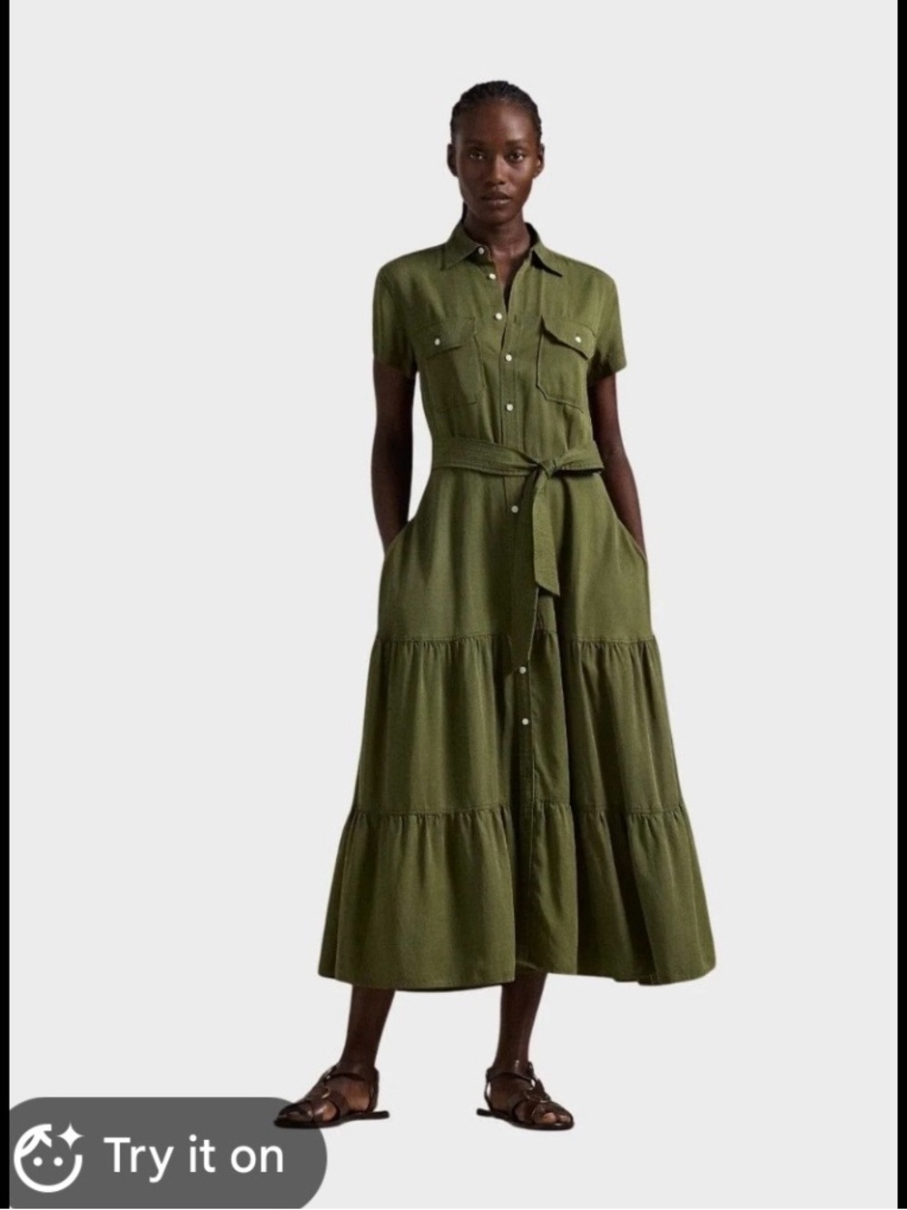 NWOT POLO RALPH LAUREN Belted Tiered Shirtdress